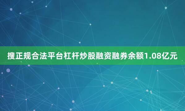 搜正规合法平台杠杆炒股融资融券余额1.08亿元