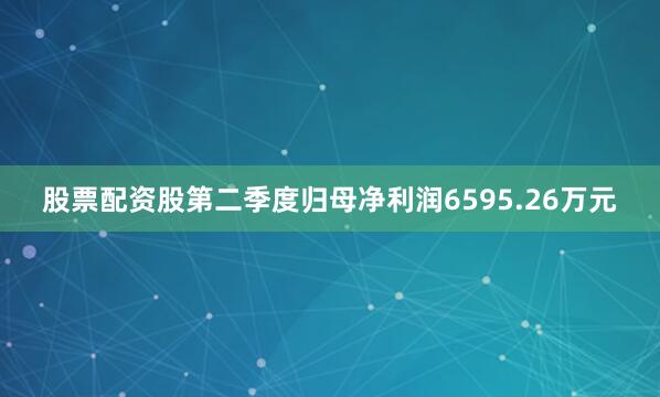 股票配资股第二季度归母净利润6595.26万元